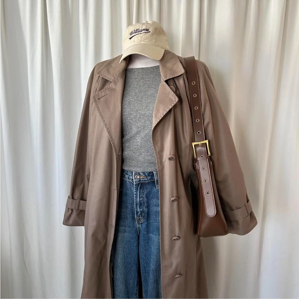 Vintage 1980s London Fog Trench Coat Brown size 14 - Picture 4 of 8